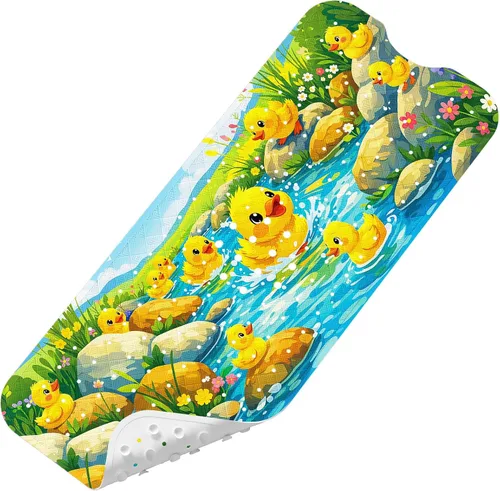 Miniatura 16 de Tapete de Baño para Bebé Mejorado con Dibujos Animados Antideslizante - 40"x16" Extra Largo Tapete de Bañera para Bebé Ecológico Duradero Tapete