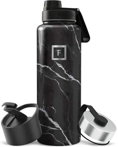 Miniatura 113 de IRON °FLASK Frasco de hidratación para acampar y senderismo con pajilla, botella de agua deportiva de acero inoxidable con aislamiento de boca Dark