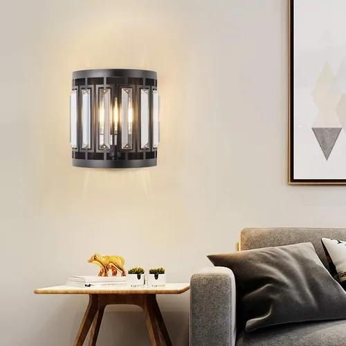 Miniatura 7 de Moderno aplique de pared de cristal 1xE26, lámpara de pared negra K9, lámpara de pared de cristal para pasillo, puerta, dormitorio, sala de estar