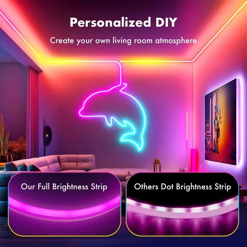 Miniatura 5 de Luces de tira de neón L8star, luces de cuerda de neón LED de 32.8 pies/10m con control remoto APP, luces de tira de neón LED flexibles impermeables