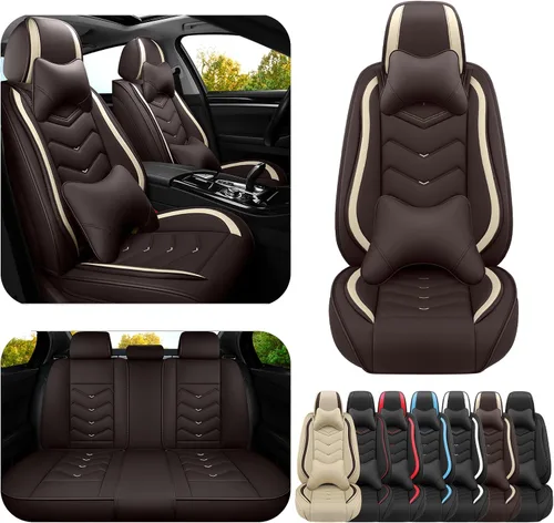 Miniatura 9 de ADERN Fundas de asiento de automóvil para Nissan Altima 2001-2026, funda de asiento de automóvil de piel de napa premium, elegantes fundas de Beige