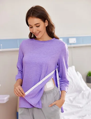 Miniatura 5 de Deyeek Camisas de cirugía posterior al hombro para mujer, camisetas de 34 para después de rotador, ropa adaptativa para puerto de quimioterapia
