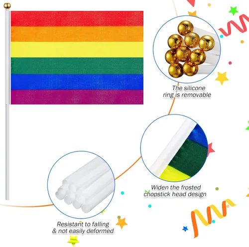 Miniatura 3 de Weewooday Juego de 108 banderas de orgullo mini LGBT pequeña bandera progreso de mano arco iris gay Genderqueer asexual no binario lesbiana