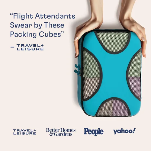 Miniatura 3 de Shacke Pak - Organizadores de viaje con bolsa para ropa sucia, juego de 4 cubos para empacar, aguamarina verde azulado), SHPK4AquaTeal