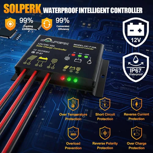 Miniatura 2 de SOLPERK Kit de Panel Solar de 50W/12V, Cargador de Goteo Mantenedor de Batería Solar + Controlador Impermeable + Soporte de Montaje Ajustable