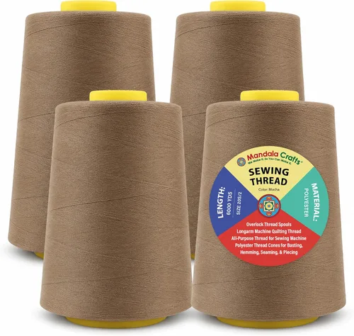 Miniatura 113 de Mandala Crafts 4 Pack of Serger Threads Cones Spools - 20S/2 24000 Yards Polyester Baby Blue Threads for Sergers Machine and Overlock Quilting