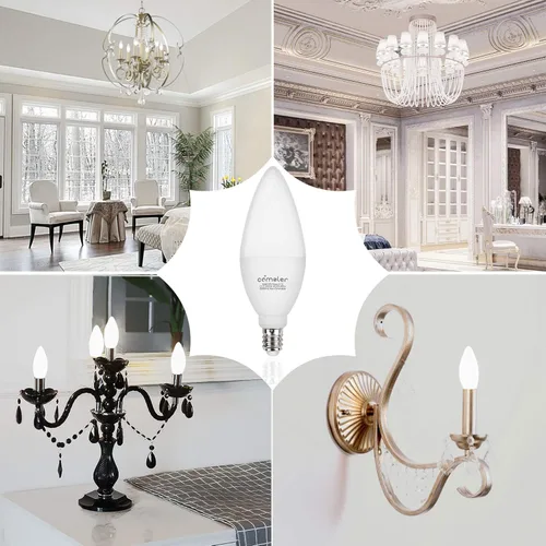 Miniatura 7 de comzler - Foco LED E12 de Candelabro, bombillas LED para ventilador de techo equivalentes a 60 W, focos LED de araña de luz diurna 5000K, bombilla