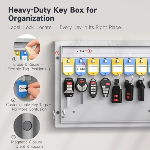 Miniatura 5 de Caja de bloqueo de 16 llaves de montaje en pared, APP Bluetooth/Contraseña de una sola vez/Control remoto Wi-Fi, gabinete de llaves inteligente