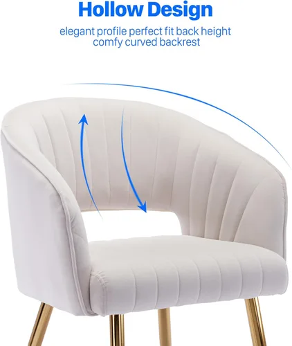 Miniatura 4 de KCC Juego de 2 Sillas de Comedor de Acento Moderno, Sillas de Comedor Tapizadas en Terciopelo con Respaldo Hueco, Sillas de Cocina Acolchadas Sillas