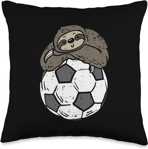 Soccer Decor Men Women Boys Girls Kids GIfts Almohada de perezoso durmiendo en pelota de fútbol, animales de fútbol, para hombres y mujeres, niños,