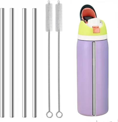 Miniatura 9 de Pajitas de repuesto de metal compatibles con vaso de acero inoxidable Owala Kids con aislamiento térmico de acero inoxidable de 12 oz/15 onzas