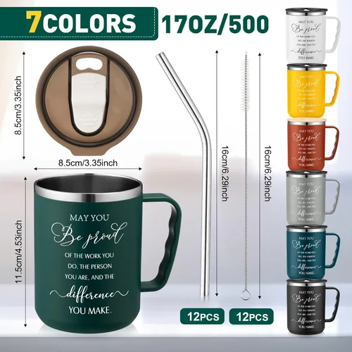 Miniatura 2 de Lallisa 12 Piezas Regalos de Reconocimiento para Empleados al Por Mayor Taza de Café de Viaje de 17 oz con Tapa y Asa para Mujeres Regalos