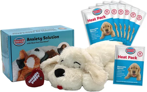 Miniatura 10 de Snuggle Puppy - Juguete original para cachorros con pulso y paquete de calor de sensación real, ayuda calmante para dormir para la ansiedad