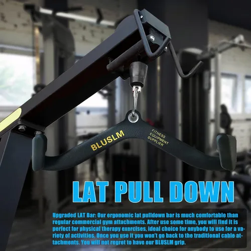 Miniatura 4 de BLUSLM LAT Pull Down Bar for Cable Machine, LAT Pulldown Attachments T-bar V-bar Cable Attachment for Gym, Back Tricep Strength Training Handle