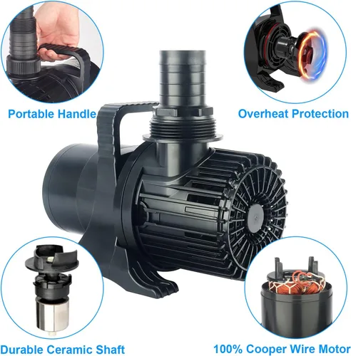 Miniatura 8 de OYO WATER Gran 8300gph-520W 32.8FT Pond Waterfall y Kio Fish Fountain-s y bomba de jardín sumergible IPX8: cable largo de 32.8 pies más inteligentes