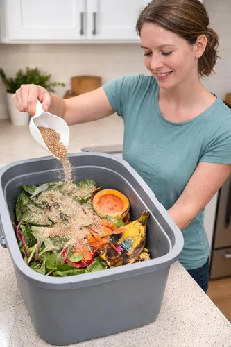 Miniatura 2 de Kit de compost Bokashi de tapa fácil a presión, 2.2 libras de salvado Bokashi premium incluido, comienza a convertir tus residuos de cocina