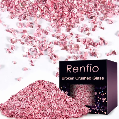 Miniatura 22 de Renfio Fragmentos de purpurina de vidrio triturado roto de 0.079 a 0.157 pulgadas, irregulares, pequeños chips metálicos gruesos, 7 onzas (7.05 oz)