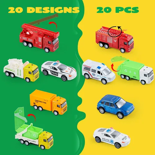 Miniatura 2 de JOYIN 20 piezas de coches de juguete de metal fundido, juguetes de coche a granel, juego de vehículos para niños pequeños, recuerdos de fiesta