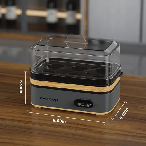 Miniatura 7 de Evoloop - Olla rápida para huevos eléctrica con capacidad para 6 huevos, para cocción de huevos blandos, medianos, duros, con máquina de escalfar