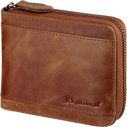 Miniatura 42 de Admetus Billeteras con bloqueo RFID para hombre, billetera de cuero con cremallera para hombres con tarjetero RFID plegable