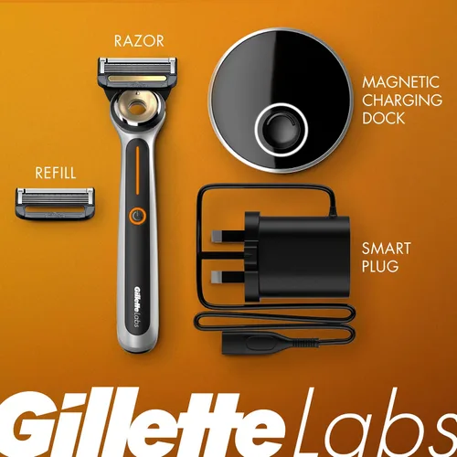 Miniatura 7 de Gillette GilletteLabs - Kit de afeitado térmico para hombres, 1 mango, 2 recambios de cuchillas de afeitar, 1 base de carga