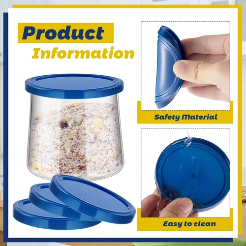 Miniatura 2 de Tessco for you 48 tapas para recipientes de yogur, tapas de plástico para frascos, no incluidas, repuesto compatible con tapa de yogur Oui