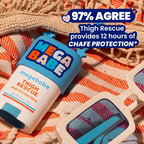 Miniatura 4 de Megababe Thigh Rescue Anti-Chafe Stick Mini Tamaño para viajes, ideal para llevar contigo Previene el roce y la irritación de la piel Para