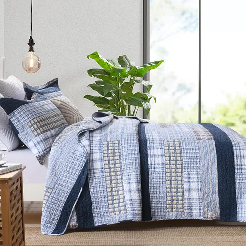 Miniatura 3 de Y-PLWOMEN Colcha tamaño Queen – Colcha reversible de 100% algodón a rayas estilo granja, ligera, acogedora y moderna, ropa de cama de campo