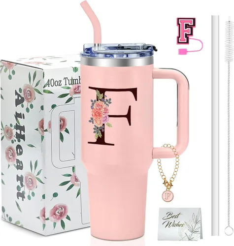 Miniatura 33 de Regalos de cumpleaños para mujeres, vaso con monograma con asa, regalos personalizados para mamá, regalo con monograma para mujer, vasos