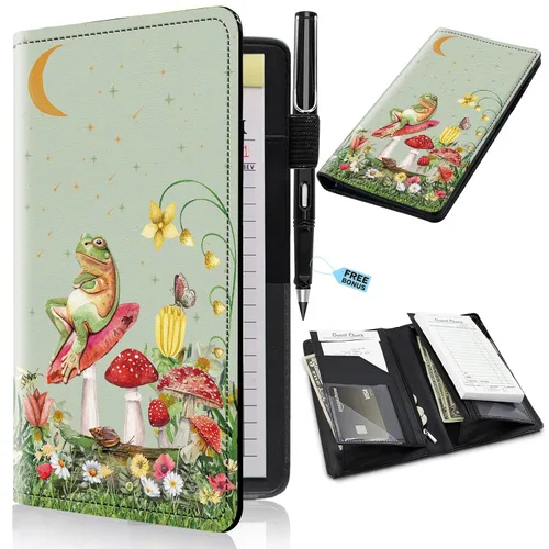 Miniatura 21 de Libros de servidor para camareras con bolsillo con cremallera – Libro de camarera gótico pastel con calavera de bruja, organizador de dinero