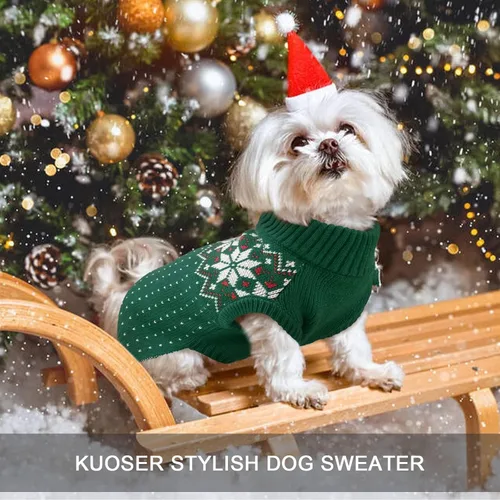 Miniatura 5 de Kuoser Suéter de Navidad para perro, suéteres de Navidad suaves y cálidos para perros pequeños, medianos y grandes, niño niña, suéter cómodo