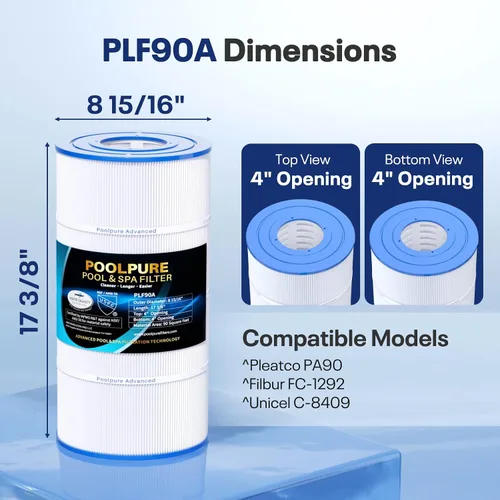 Miniatura 2 de POOLPURE Filtro de piscina PLF90A reemplaza a Hayward C900, CX900RE, Pleatco PA90, Ultral-B6, Unicel C-8409, Filbur FC-1292, Sta-Rite PXC95, 90 pies