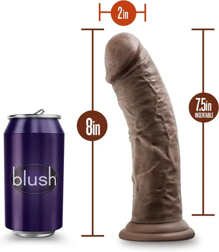 Miniatura 3 de Blush Dr. Skin Plus - Consolador realista de 8 pulgadas, pene posable de triple densidad, con ventosa, consolador grande de sensación real con Marrón