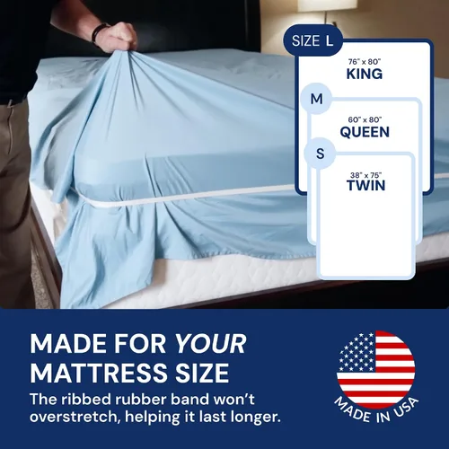 Miniatura 2 de RUBBER HUGGER Correas para sábanas de 38 x 75 pulgadas, tamaño pequeño, individual y matrimonial, agarre de goma acanalado patentado para soporte