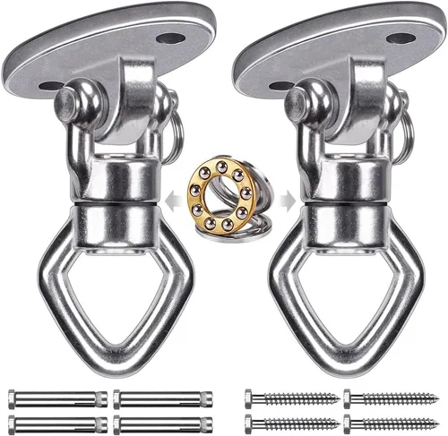 Miniatura 12 de BeneLabel Percha de Columpio con Rodamiento Giratorio de Capacidad de 800 Libras Soporte de Montaje en Techo de Acero Inoxidable Kit Colgante