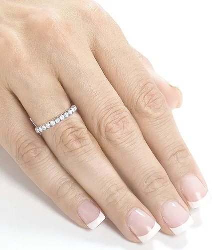 Miniatura 4 de Kobelli Diamond Comfort Fit Llama Francesa pavimentación de 12 quilates (ctw) en oro blanco de 14 K