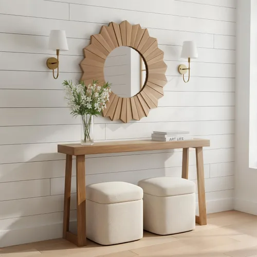 Miniatura 13 de Plank+Beam Mesa consola de madera maciza, 36 pulgadas, mesa de sofá, mesa de entrada estrecha para pasillo, detrás del sofá, sala de estar, Negro