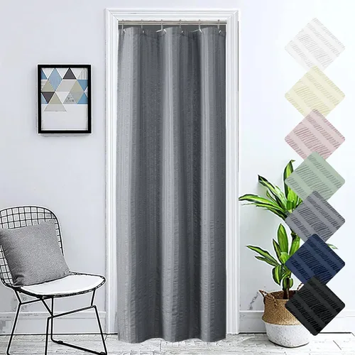 Miniatura 49 de Aiyufeng Moga - Cortina de ducha verde salvia, cortinas de ducha texturizadas en relieve 3D para baño, cortina de baño de tela de poliéster de lujo