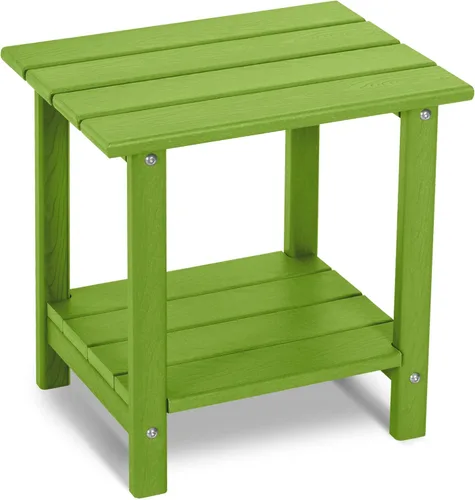 Miniatura 24 de Mesa auxiliar redonda de 2 niveles para exteriores con veta similar a la madera, mesa auxiliar Adirondack de HDPE para patio, mesa auxiliar Azul
