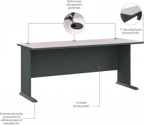 Miniatura 5 de Bush Business Furniture - Serie A 36W Escritorio 36W Negro, Madera Blanco y pizarra