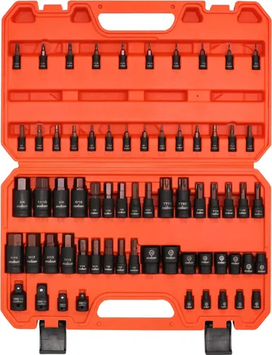 Miniatura 10 de HORUSDY Juego de dados de impacto poco profundo de 1/2 pulgada, SAE de 24 piezas (7/16"-1") y métricas (13-24mm), 6 puntos, Cr-V, incluye mango