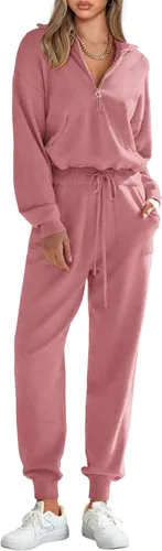 Miniatura 22 de PRETTYGARDEN Conjunto de suéter de 2 piezas para mujer, sudadera con cremallera, pantalones deportivos, ropa casual