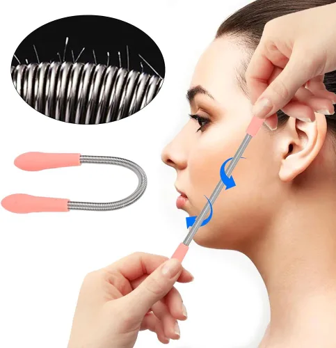 Miniatura 3 de Tiiyee - Removedor de vello facial, depiladora de resorte, herramienta de roscado de acero inoxidable Portable Manual Hair Removal for Women Peach
