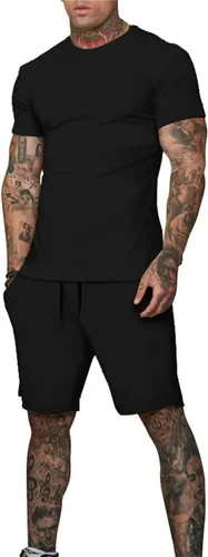 Miniatura 2 de Uni Clau Conjunto corto de 2 piezas para hombre, conjunto de camisa y pantalones cortos de verano a la moda