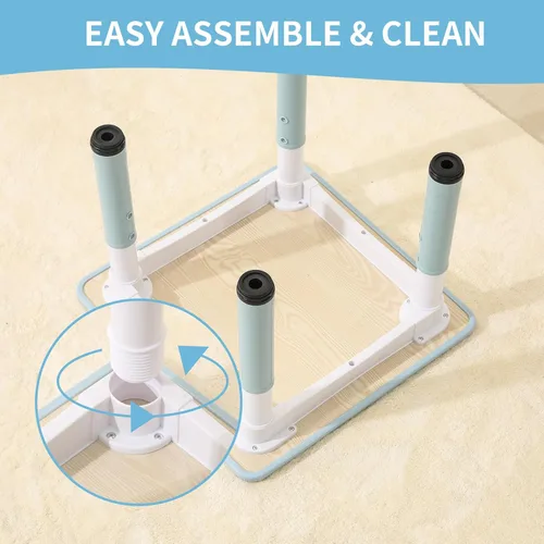 Miniatura 6 de Hulaibit - Juego de mesa y 2 sillas para niños, mesa de altura ajustable para niños pequeños con cubiertas antideslizantes para los pies, mesa