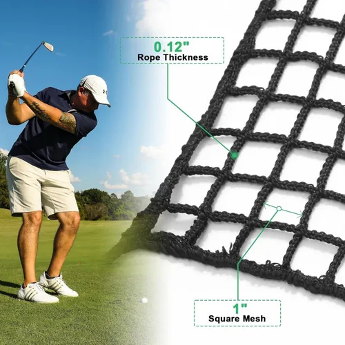 Miniatura 2 de Red de valla de práctica de golf de poliéster negro, red de barrera de pelota de golf resistente, red de sena de golf portátil para interiores