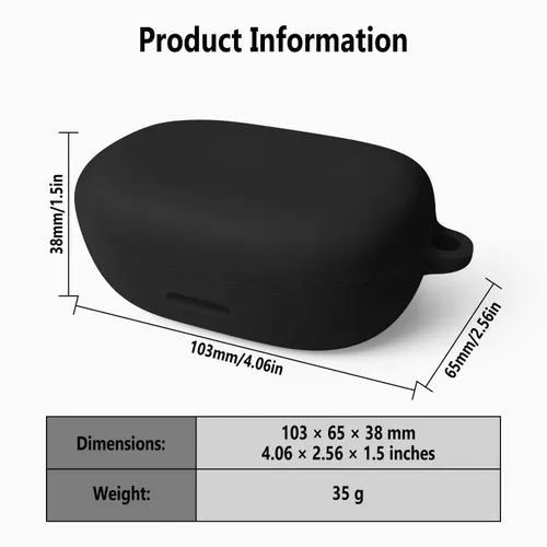 Miniatura 3 de Geiomoo Funda de silicona para JBL Endurance Peak 3, JBL Endurance Peak II, funda protectora con mosquetón (negro)