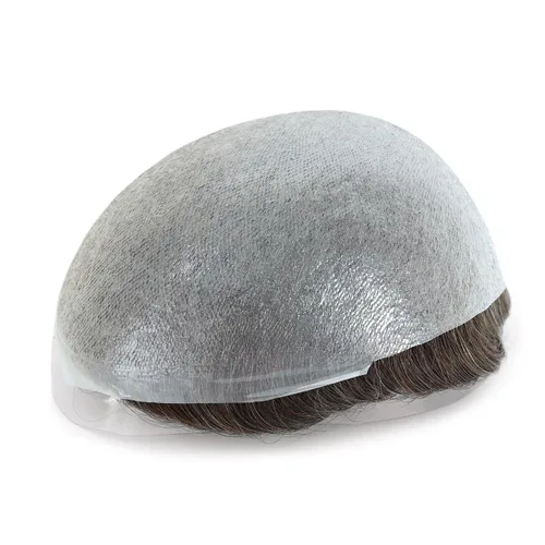 Miniatura 4 de HAIR NATURE Toupee para hombres piezas de cabello humano, sistema de reemplazo de cabello, 0.001 in piel ultrafina en V, unidades de cabello castaño