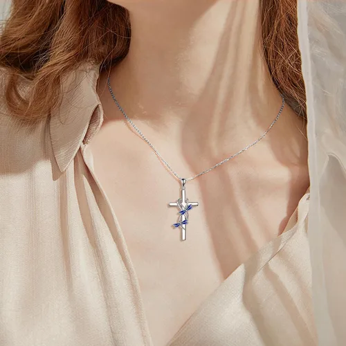 Miniatura 5 de POPLYKE Regalos para el Día de la Madre para mamá, collar de cruz de joyería regalos para madre, hija, abuela, plata de ley 925, collar con colgante