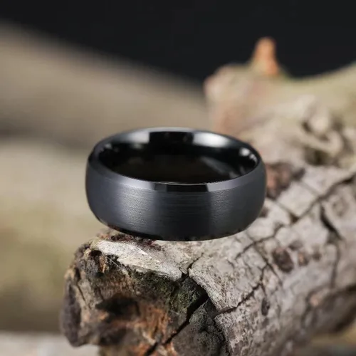 Miniatura 3 de King Will Anillo de carburo de tungsteno para hombre, acabado mate, 0.079pulgadas, 0.157pulgadas, 0.236pulgadas, 0.315pulgadas, color negro Anillo